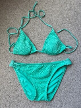 Massimo Crochet Bikini Set in Teal